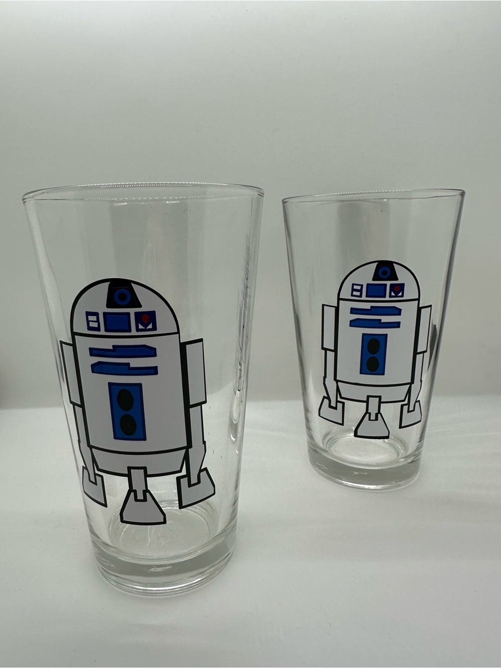 Clear R2-D2 Glass Tumbler - Blue and White Design